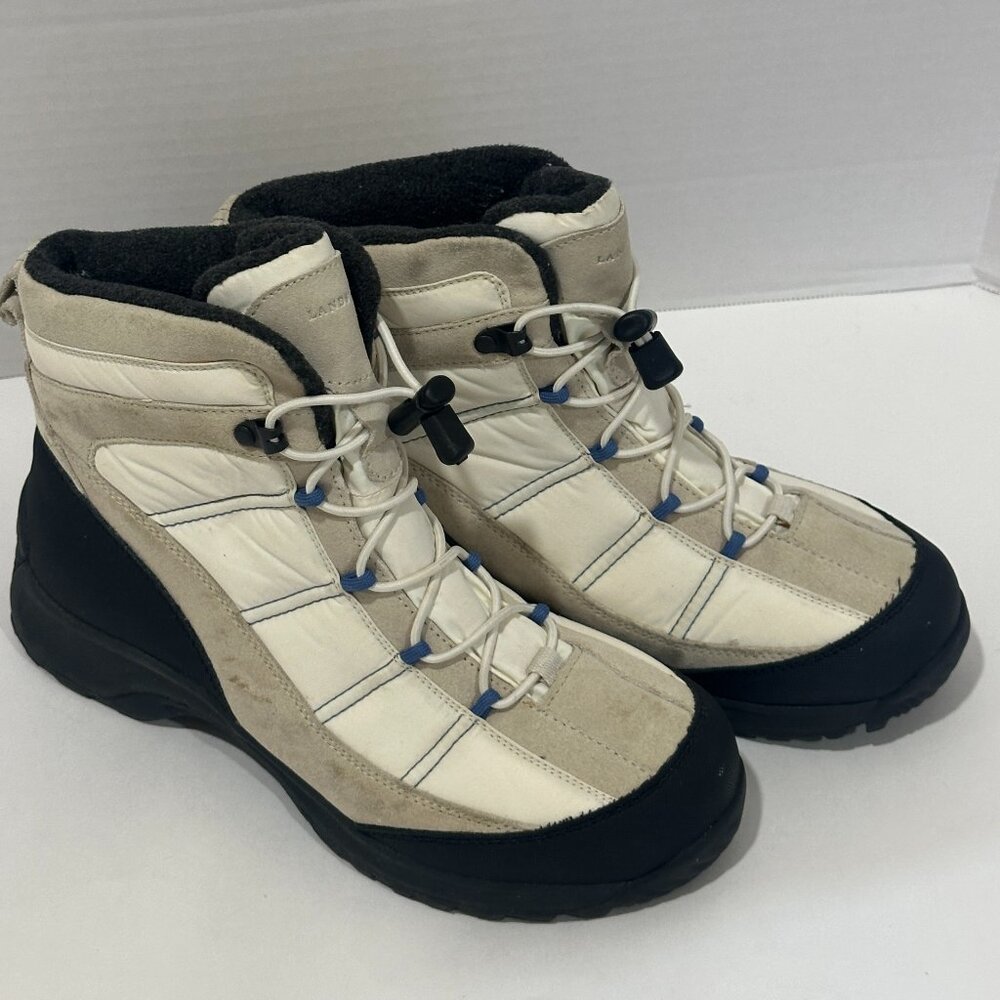 Lands' End Women’s Winter Snow Boots Size 8.5 B Beige Suede Waterproof Trail